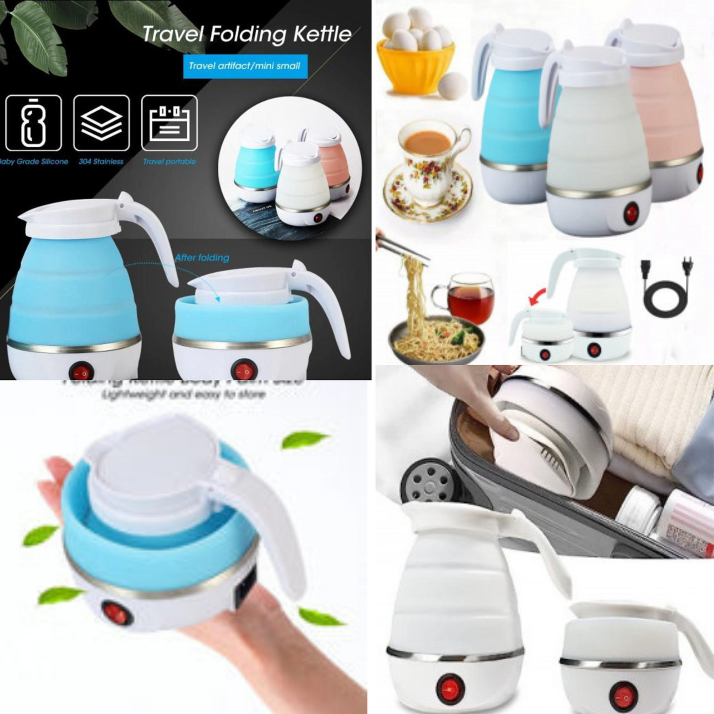 Silicone Foldable Portable| Travel Electric Kettle for Umraha, Camping, Office & Home
